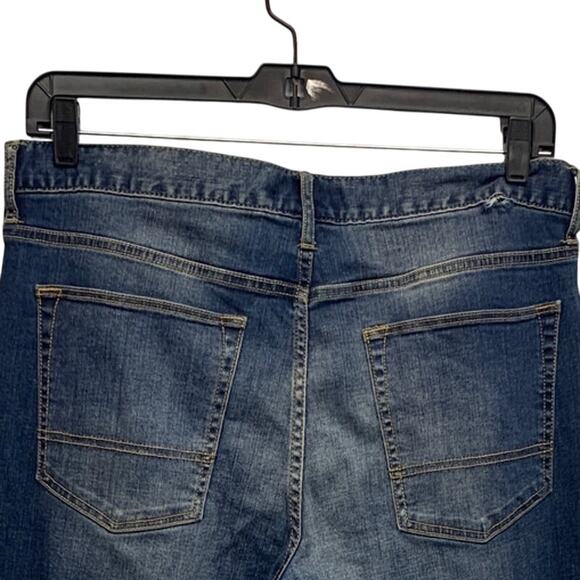 Arizona Jeans Mens 36X32 Flex Denim Slim Distressed Knee Straight Leg Blue Jeans - Picture 4 of 5